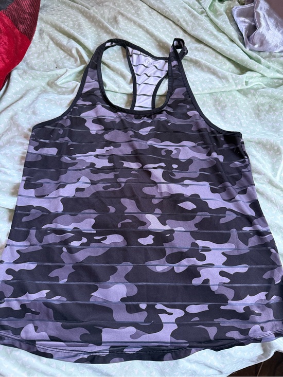 Zyia Active Tops - black and gray Camo Racerback Tank Top - Athletic Fit